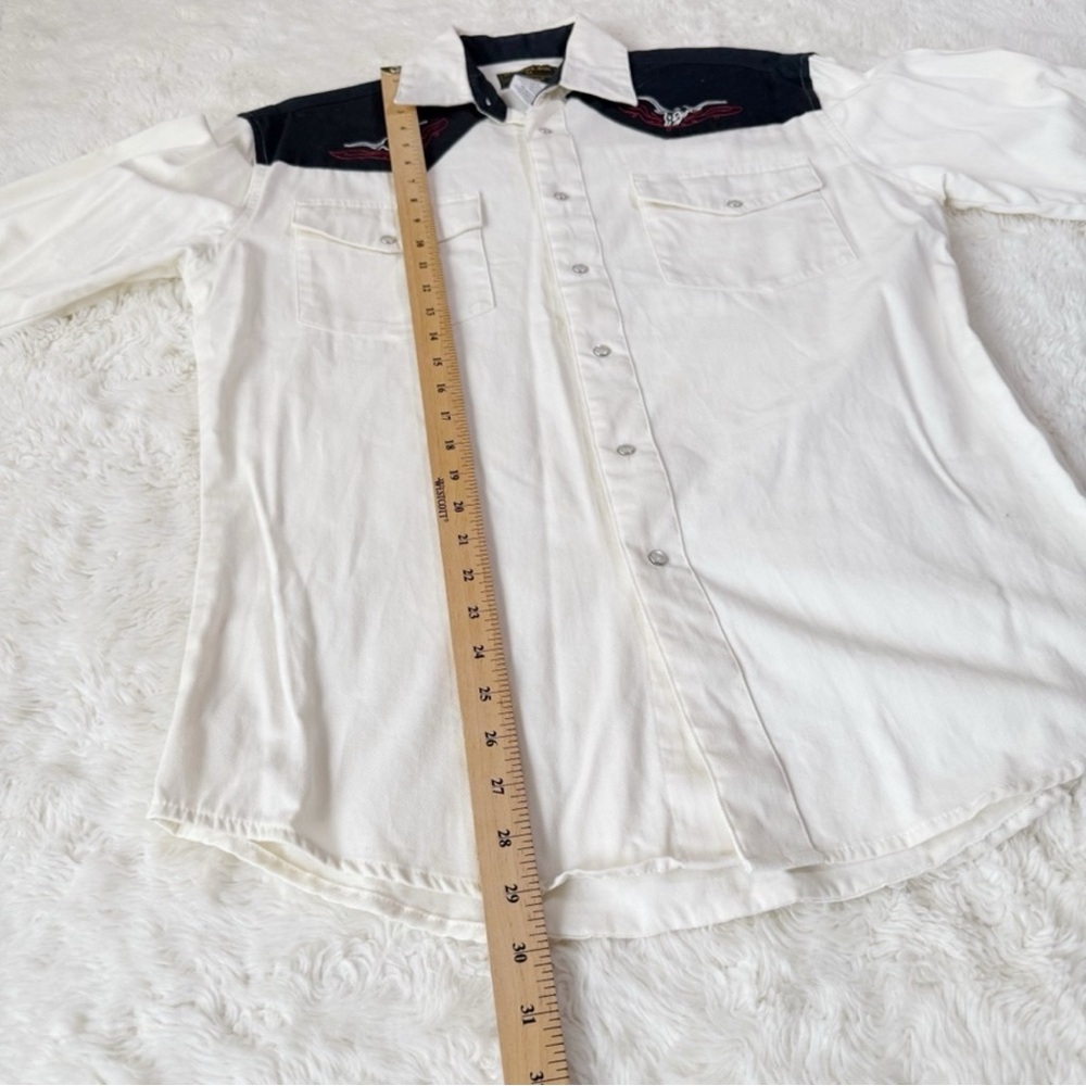 VTG Rustler Wrangler Men Western Cream Embroidery Button Down Long Sleeve MEDIUM - Picture 5 of 9
